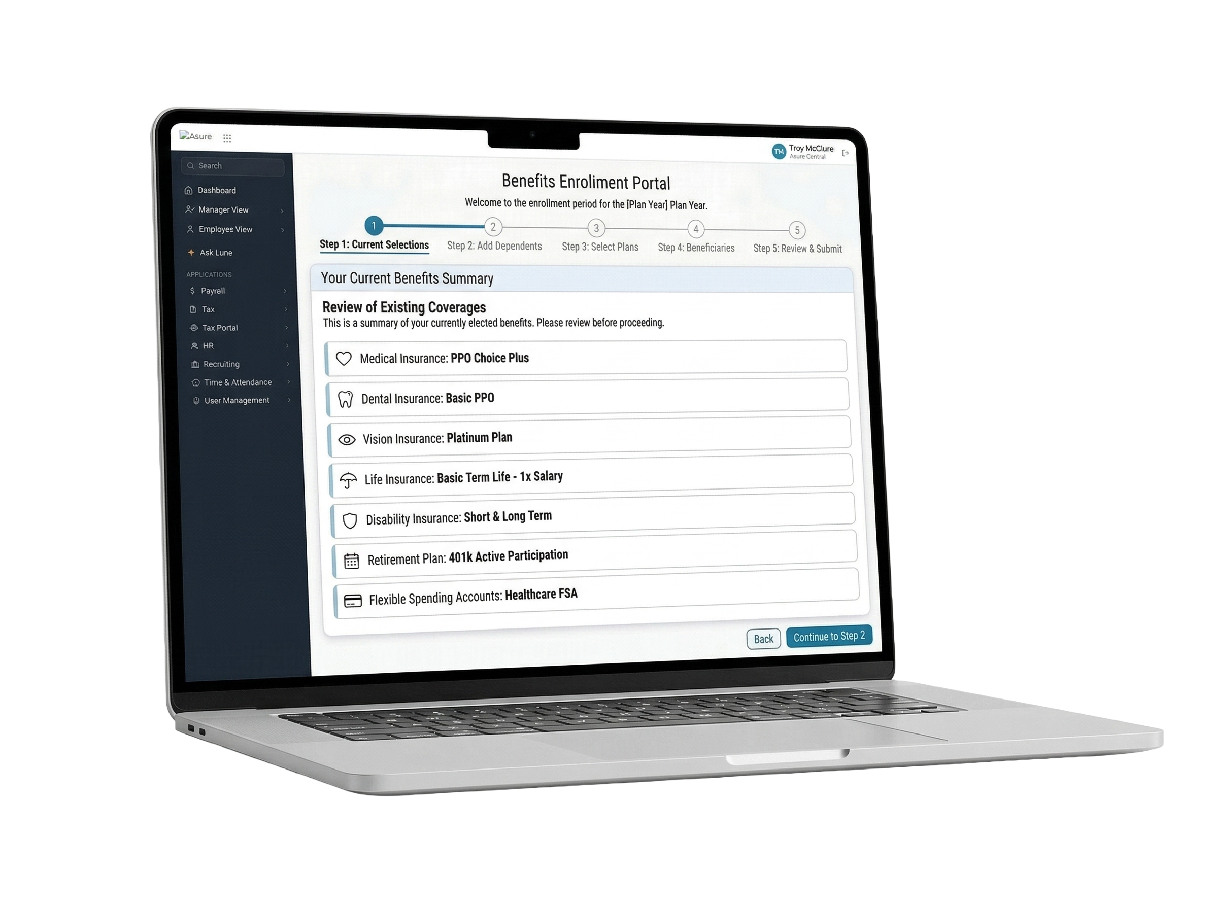 Benefits enrollment interface